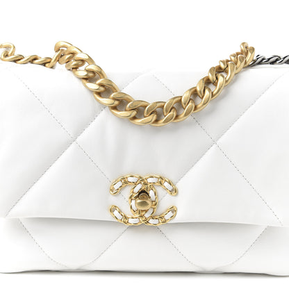 Chanel Goatskin Quilted Medium 19 Flap White 7 of 9