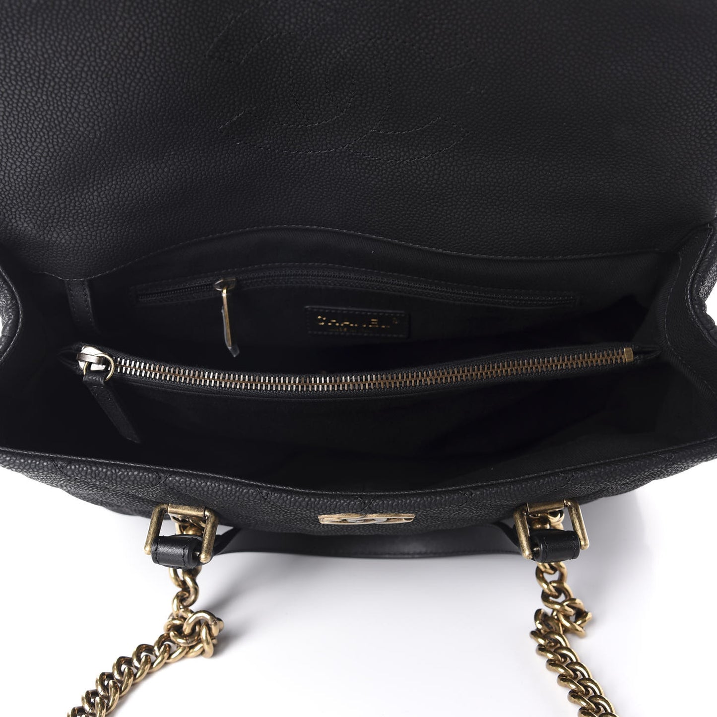 Iridescent Caviar Chic Quilt Tote Black