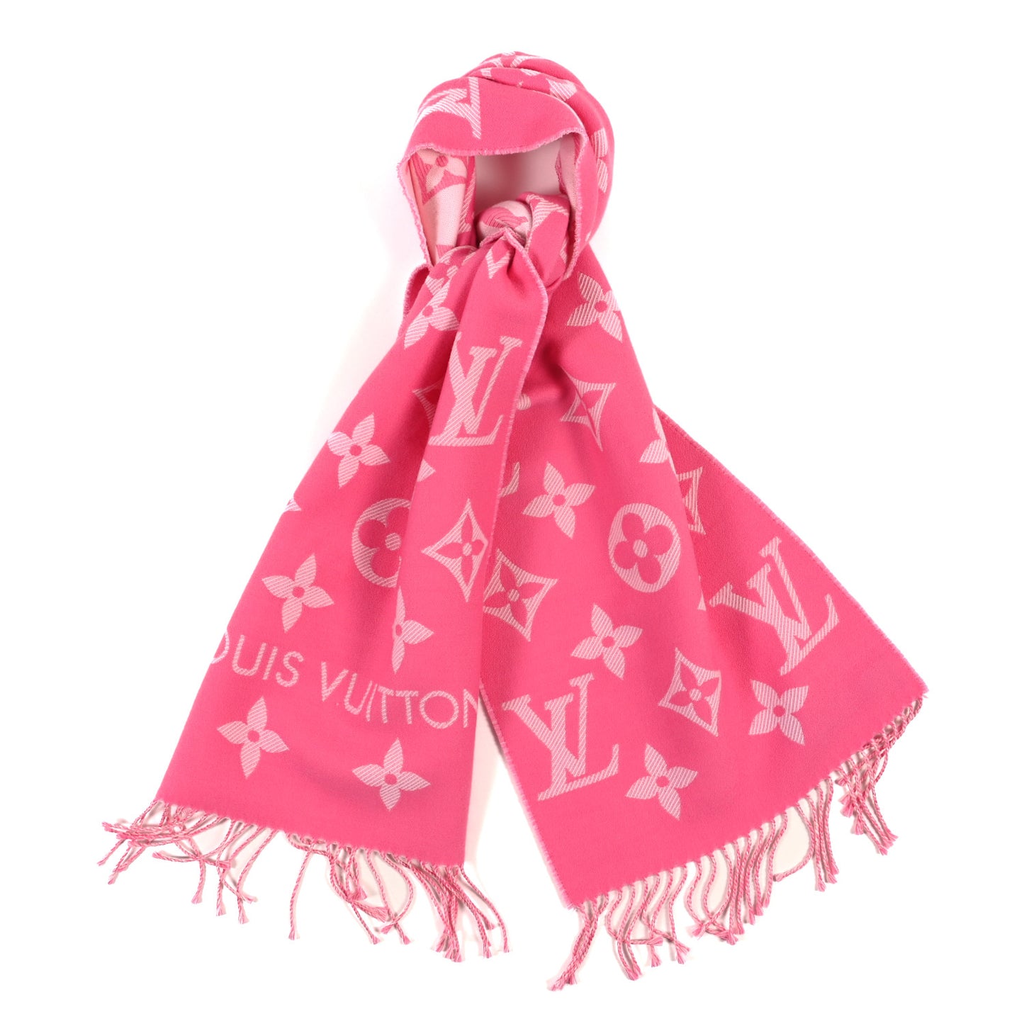 Wool Monogram LV Essential Scarf Rose Pop