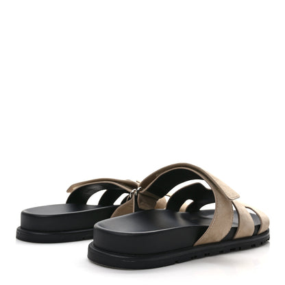 Hermes Suede Goatskin Womens Chypre Sandals 41 Etoupe 4 of 9