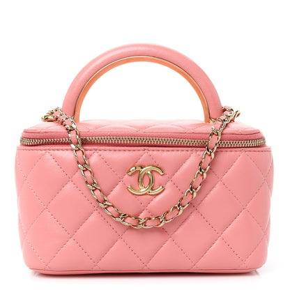 Chanel Lambskin Quilted Small Charming Top Handle Vanity Case With Chain Pink 1 of 12