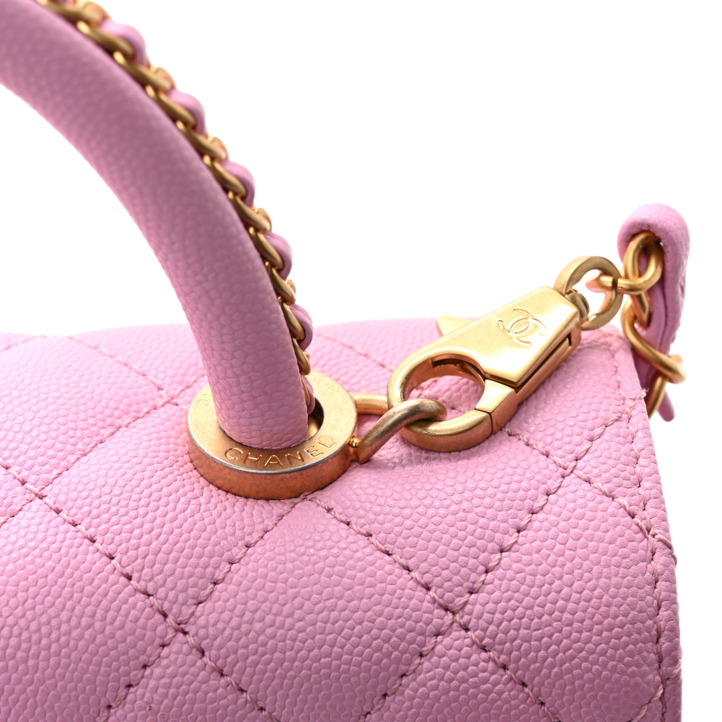 Caviar Quilted Small Coco Chain Handle Flap Lilac