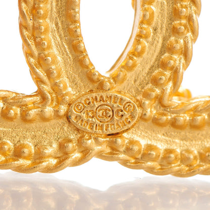 Chanel CC Drop Earrings Matte Gold 3 of 5