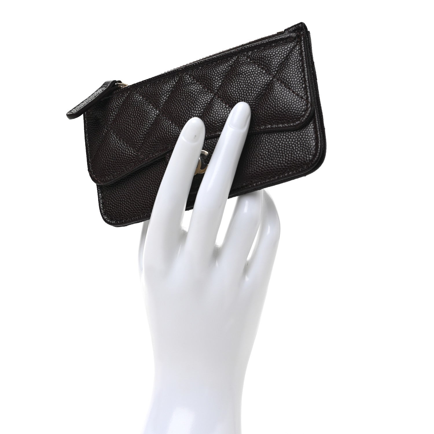 Chanel Caviar Quilted Flap Zip Card Holder Dark Brown 2 of 8