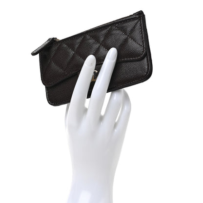 Chanel Caviar Quilted Flap Zip Card Holder Dark Brown 2 of 8