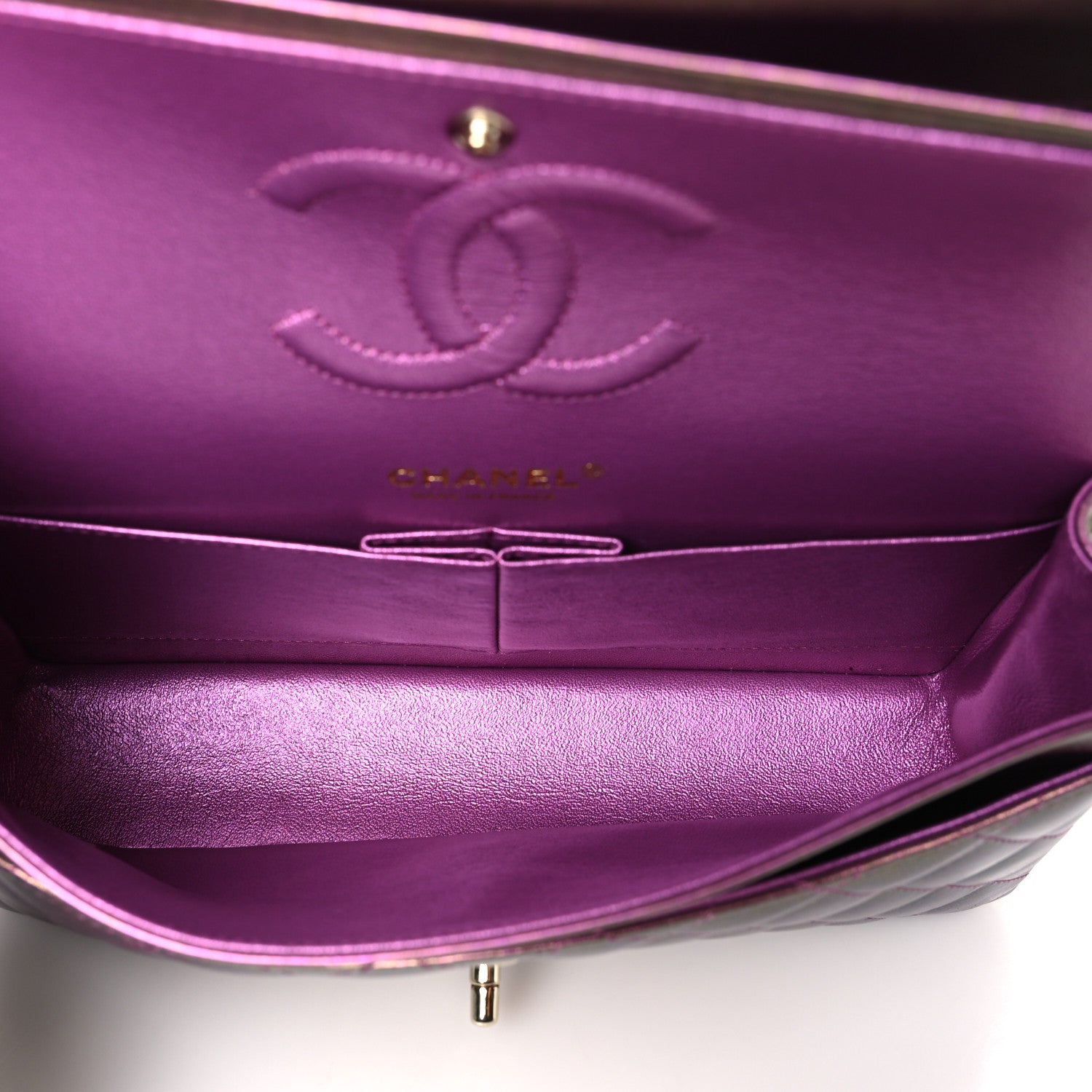 Chanel Iridescent Lambskin Quilted Medium Double Flap Purple 5 of 10