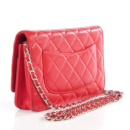 Chanel Lambskin Quilted Wallet On Chain WOC Red Pink 3 of 8
