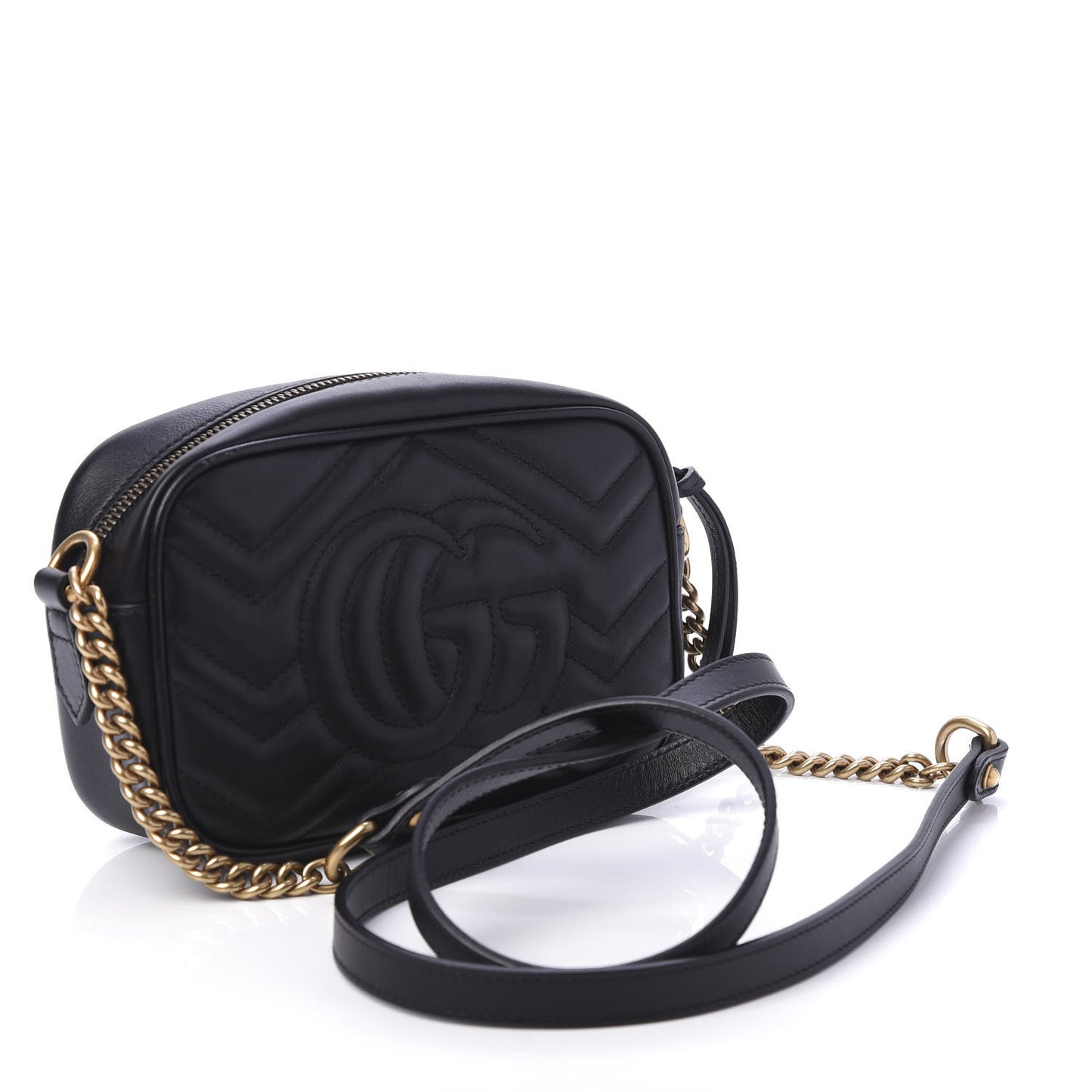 Calfskin Matelasse Mini GG Marmont Chain Shoulder Bag Black