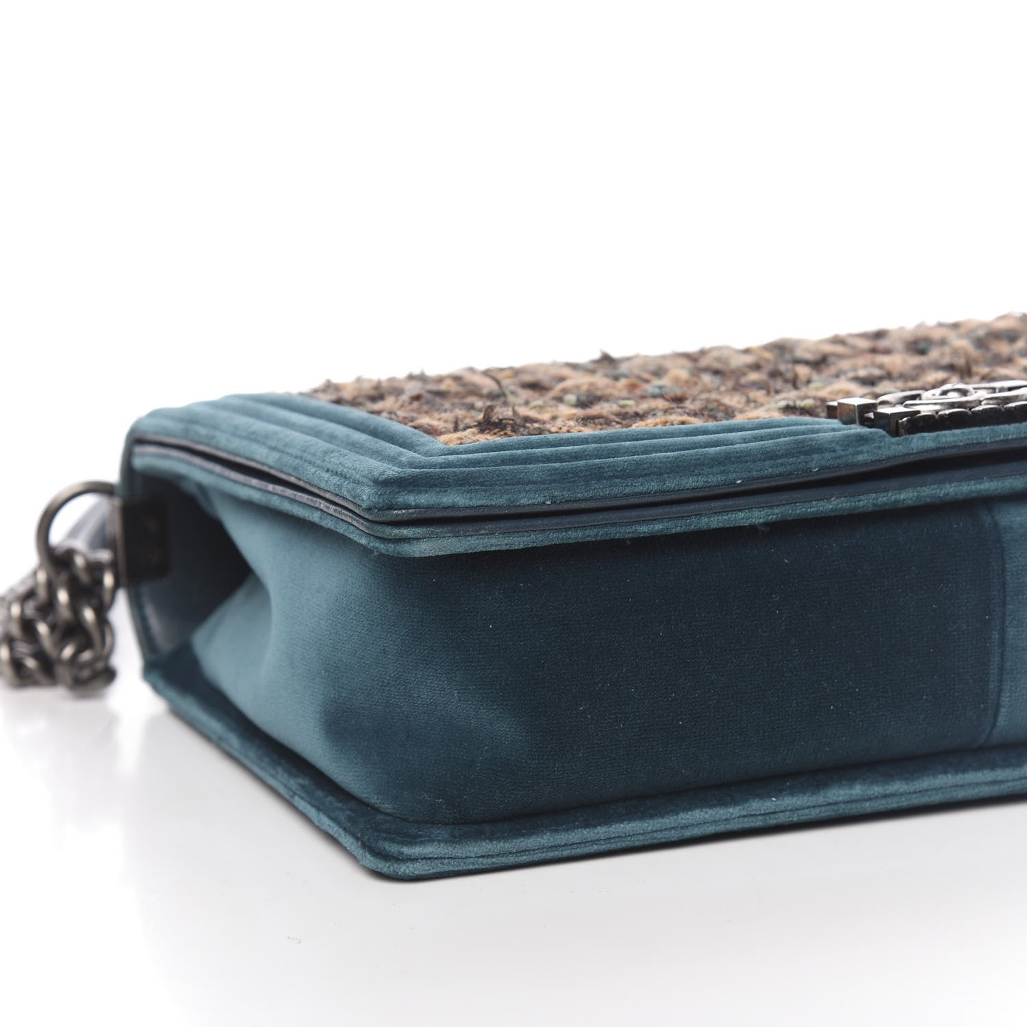 Chanel Velvet Tweed Large Boy Flap Green 10 of 12
