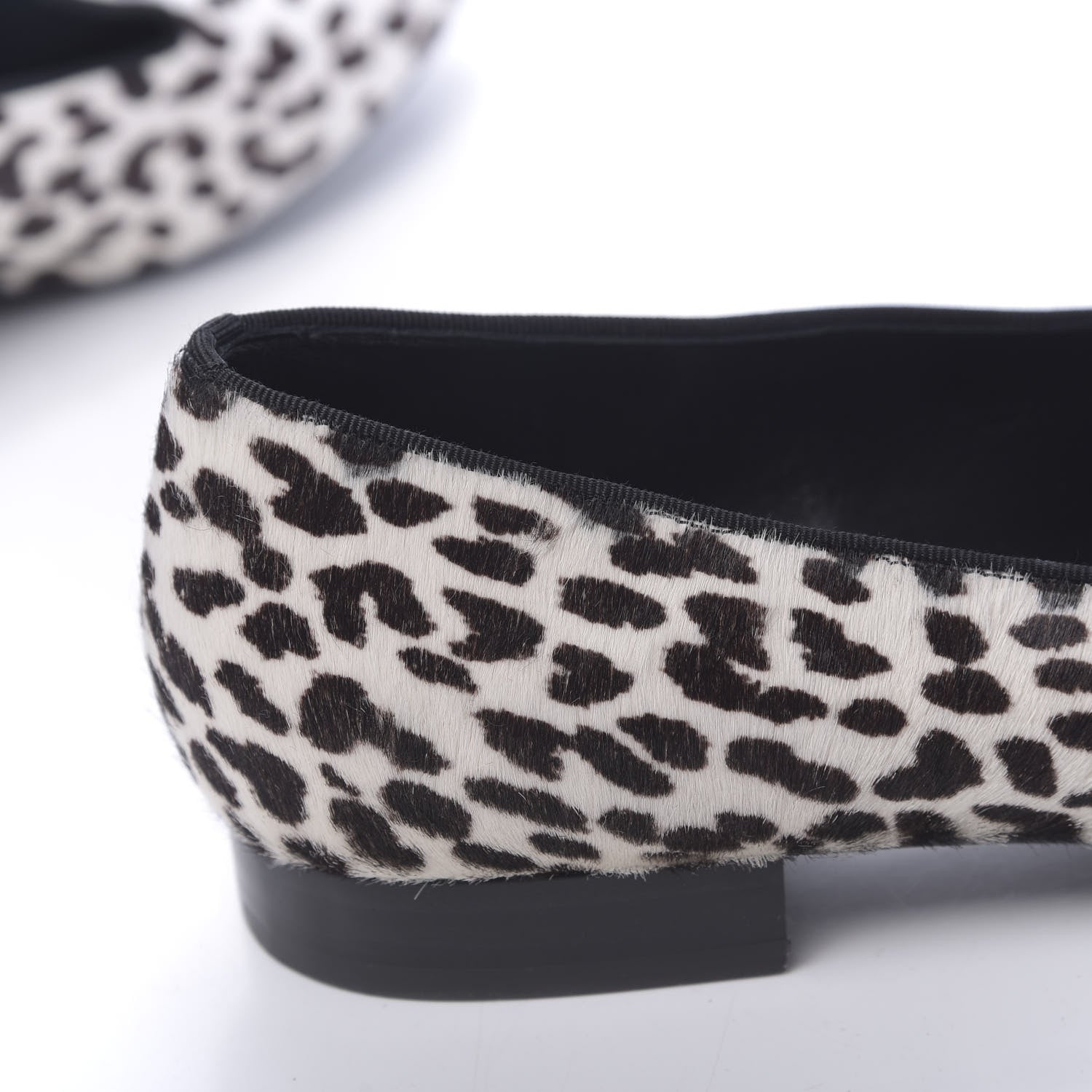 Saint Laurent Calfskin Calf Hair Corda Snow Leopard Slipper 37 Black White 9 of 12