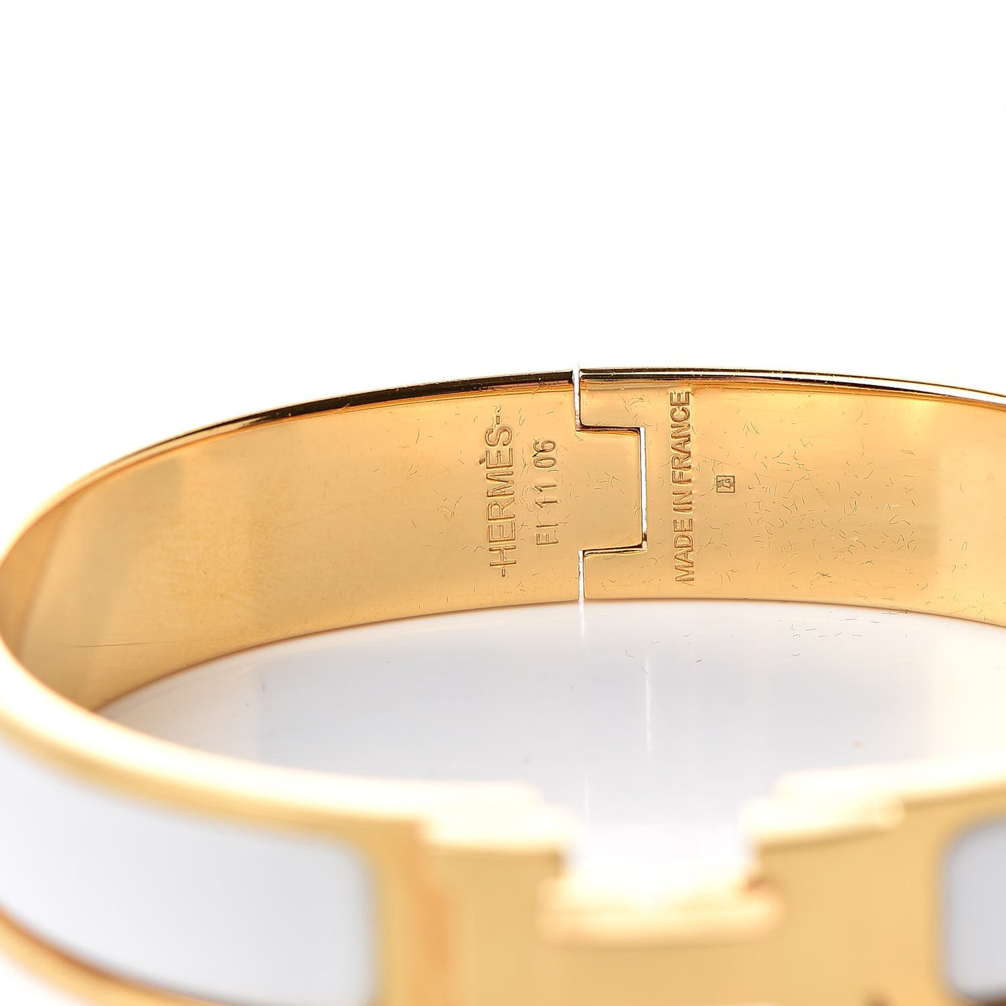 Enamel Narrow Clic Clac H Bracelet PM White