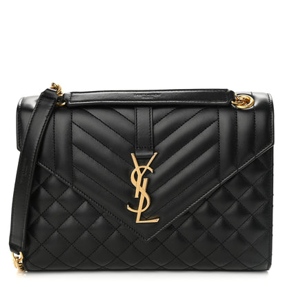 Saint Laurent Grain De Poudre Textured Mixed Matelasse Triquilt Medium Monogram Satchel Black 1 of 11