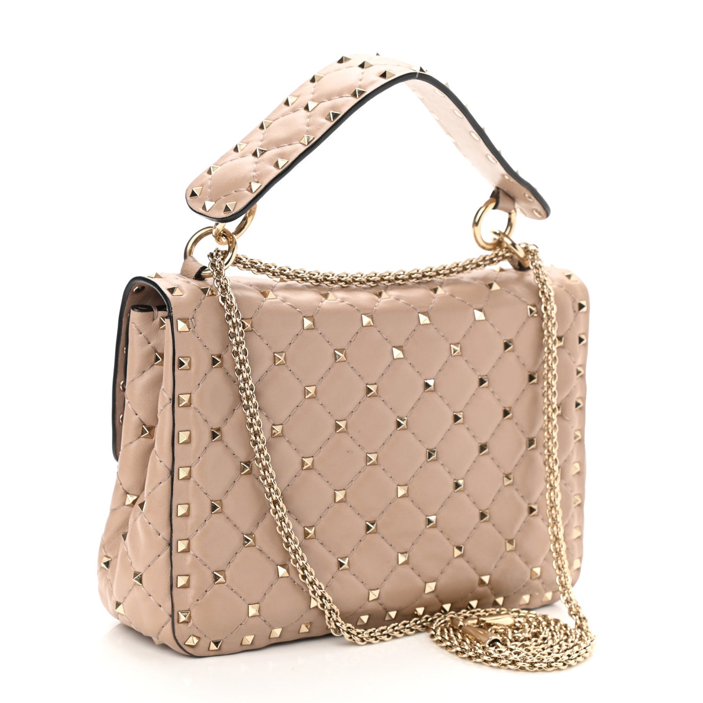 Lambskin Medium Rockstud Spike Shoulder Bag Poudre