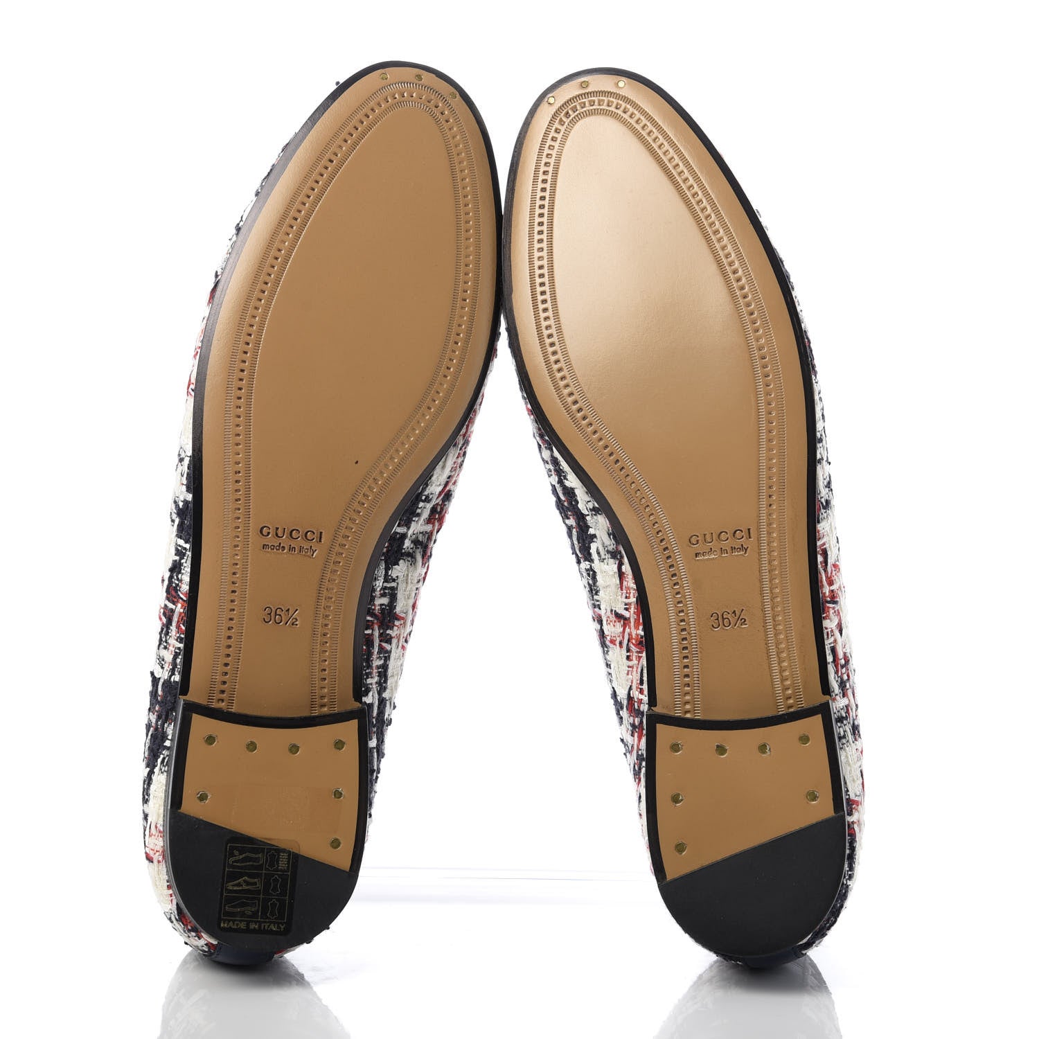 Gucci Tweed Check Horsebit Womens Jordaan Loafers 36.5 Gardenia Ink Blue Agata 5 of 10