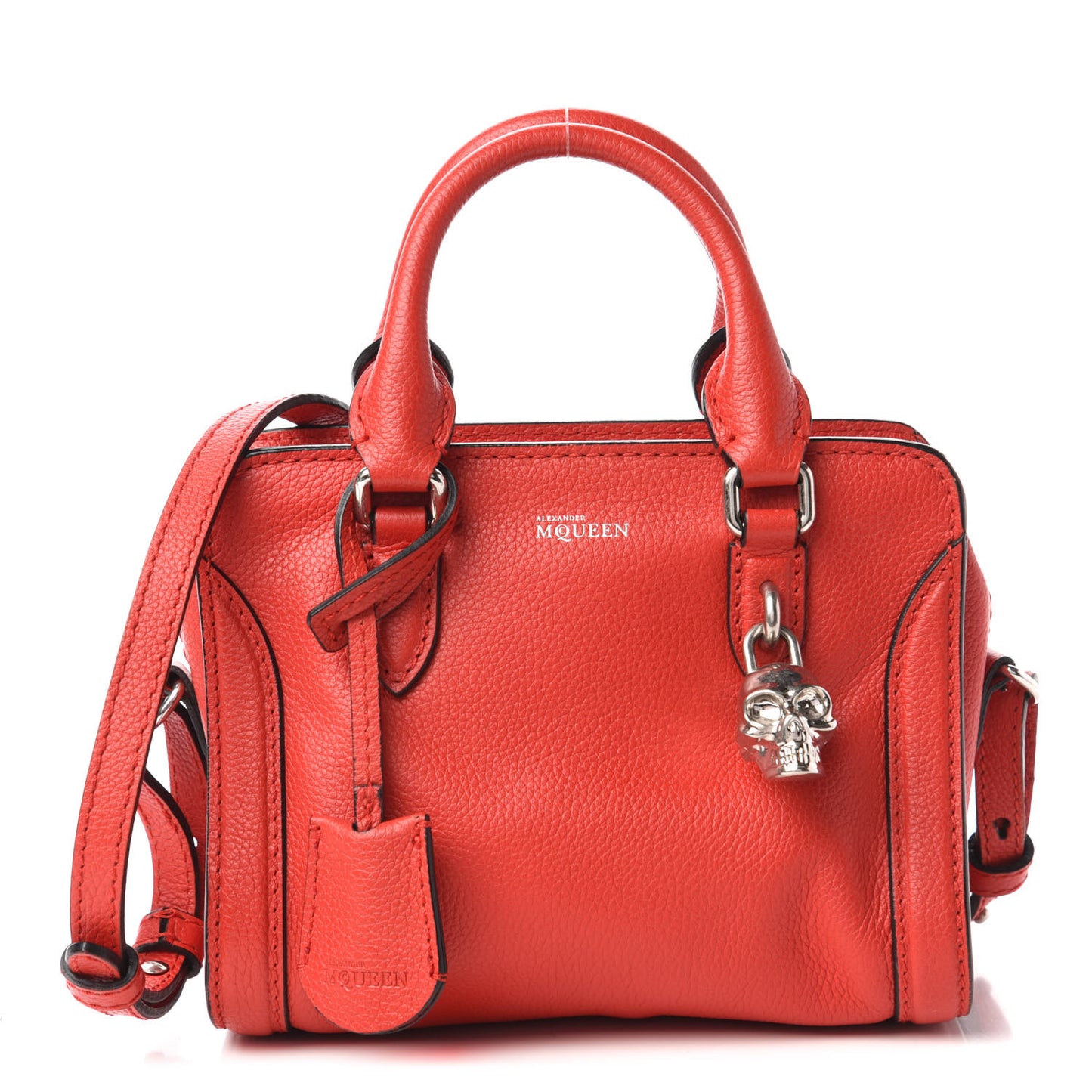 Pebbled Calfskin Mini Padlock Tote Red