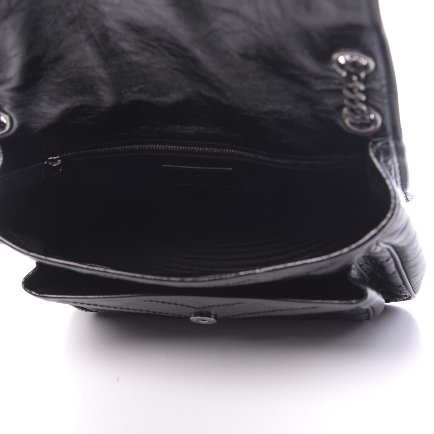 Saint Laurent Crinkled Calfskin Matelasse Monogram Medium Niki Chain Satchel Black 5 of 9