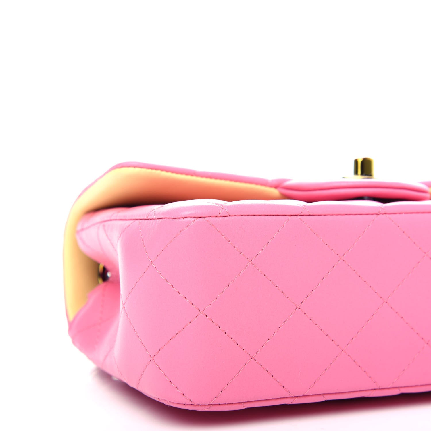 Chanel Lambskin Quilted Mini Rectangular Flap Pink Yellow 8 of 10