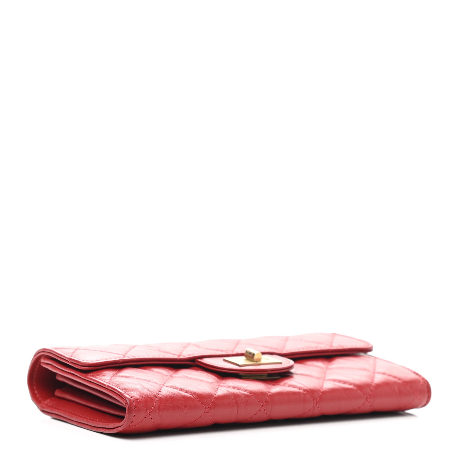Chanel Aged Calfskin Quilted Large Reissue Gusset Flap Wallet Red 4 of 10