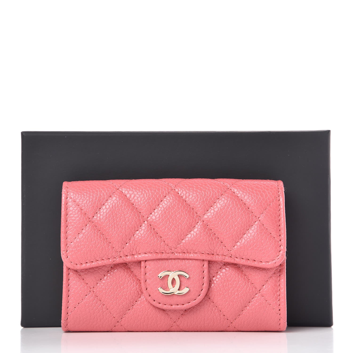 Chanel Metallic Caviar Quilted Flap Card Holder Pink 9 of 9