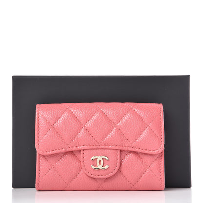 Chanel Metallic Caviar Quilted Flap Card Holder Pink 9 of 9