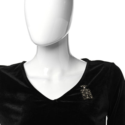Chanel Lambskin Pearl Quilted Chain CC Perfume Bottle Brooch Gold 2 of 5