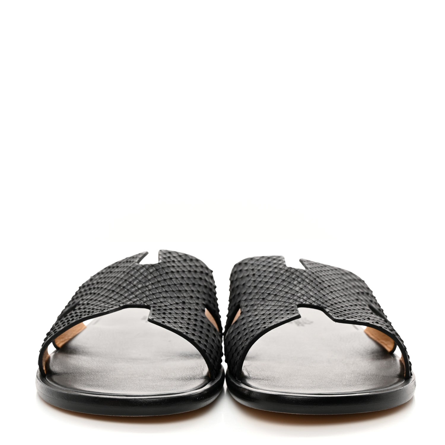 Hermes Snakeskin Mens Izmir Sandals 42.5 Black 2 of 9