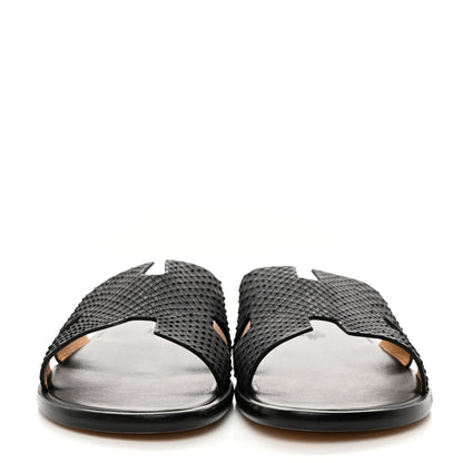 Hermes Snakeskin Mens Izmir Sandals 42.5 Black 2 of 9