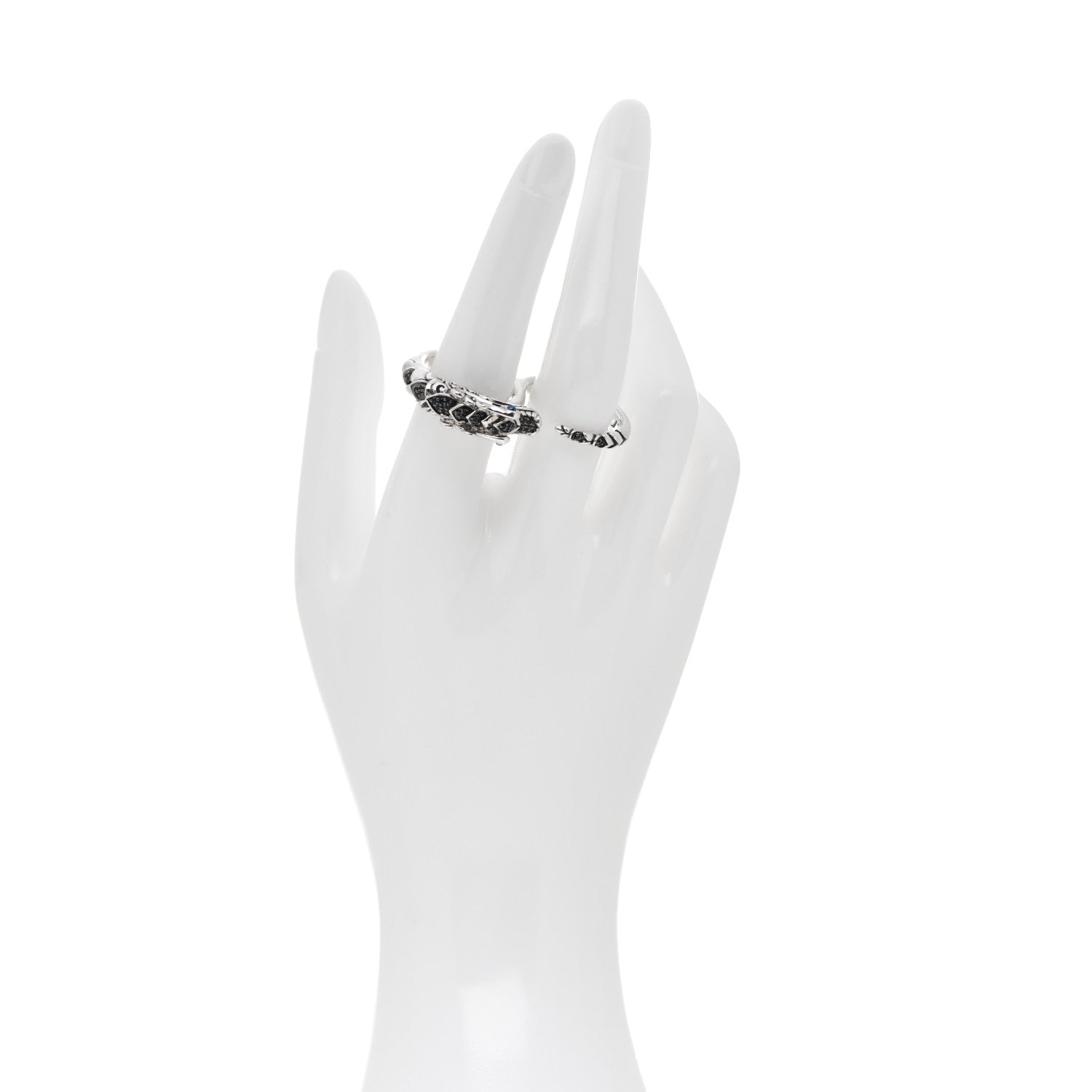 John Hardy Sterling Silver Black Spinel Blue Sapphire Sapphire Naga Dragon Two Finger Ring 57 8 2 of 6