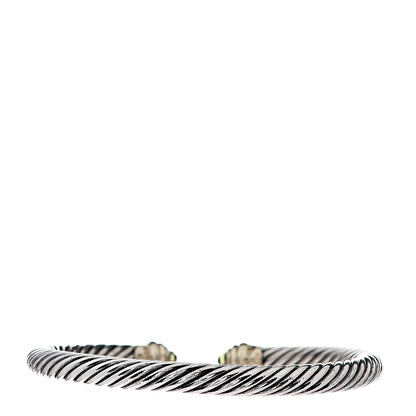 David Yurman Sterling Silver 14K Yellow Gold Peridot 5mm Cable Classics Petite Color Bracelet 2 of 3