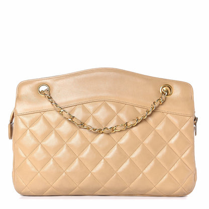 Chanel Lambskin Quilted Shoulder Bag Beige 1 of 12