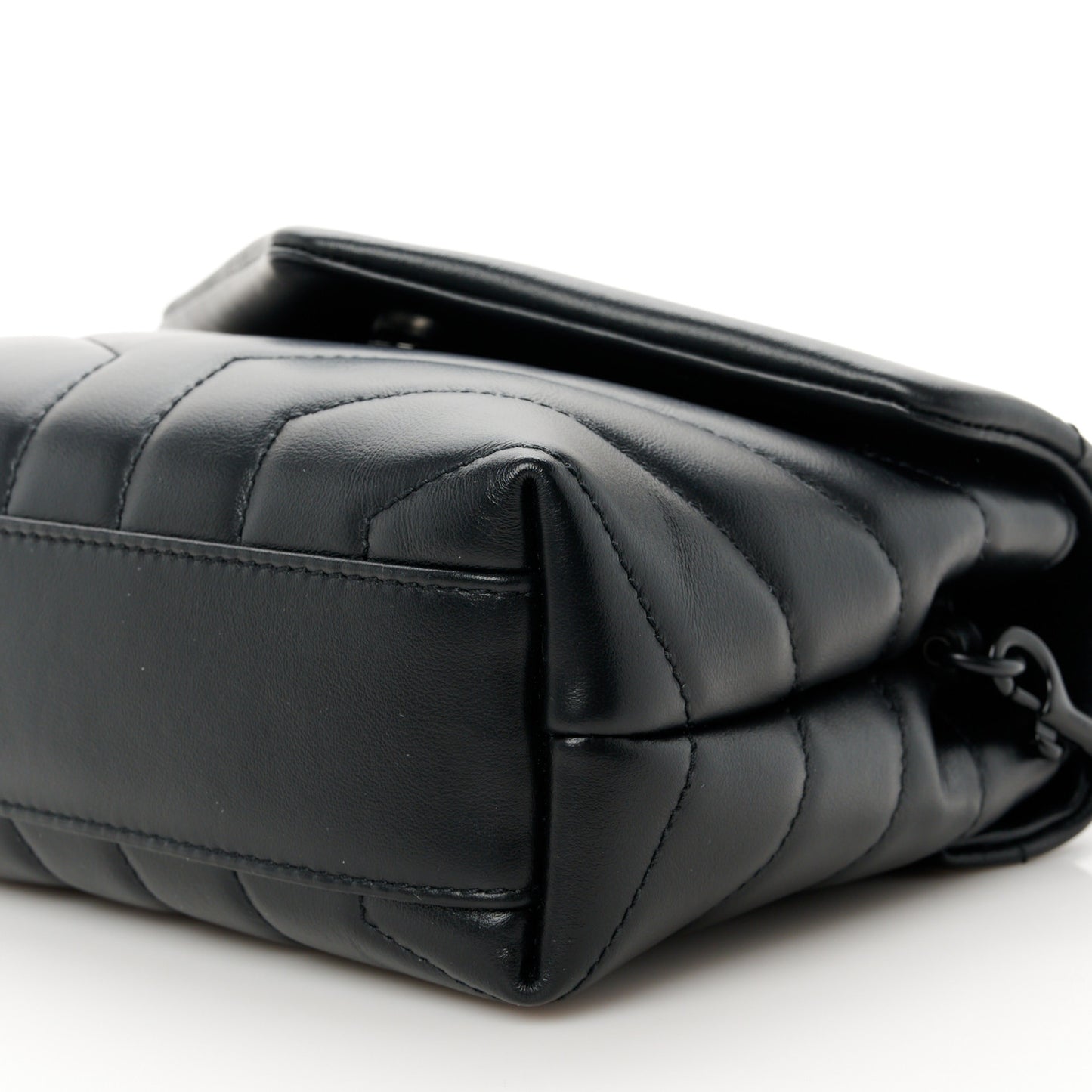 Calfskin Y Quilted Monogram Monochrome Toy Loulou Crossbody Bag Black