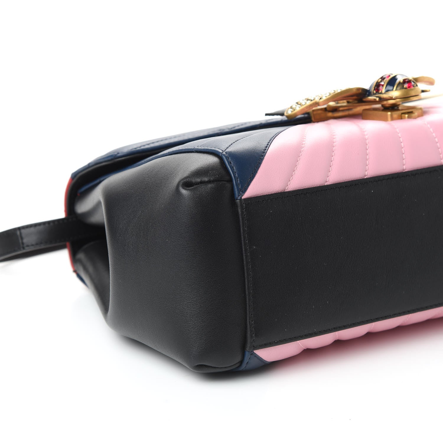 Gucci Calfskin Bamboo Trapuntata Queen Margaret Top Handle Bag Blue Agata Hibiscus Red Mystic White Sugar Pink 6 of 10