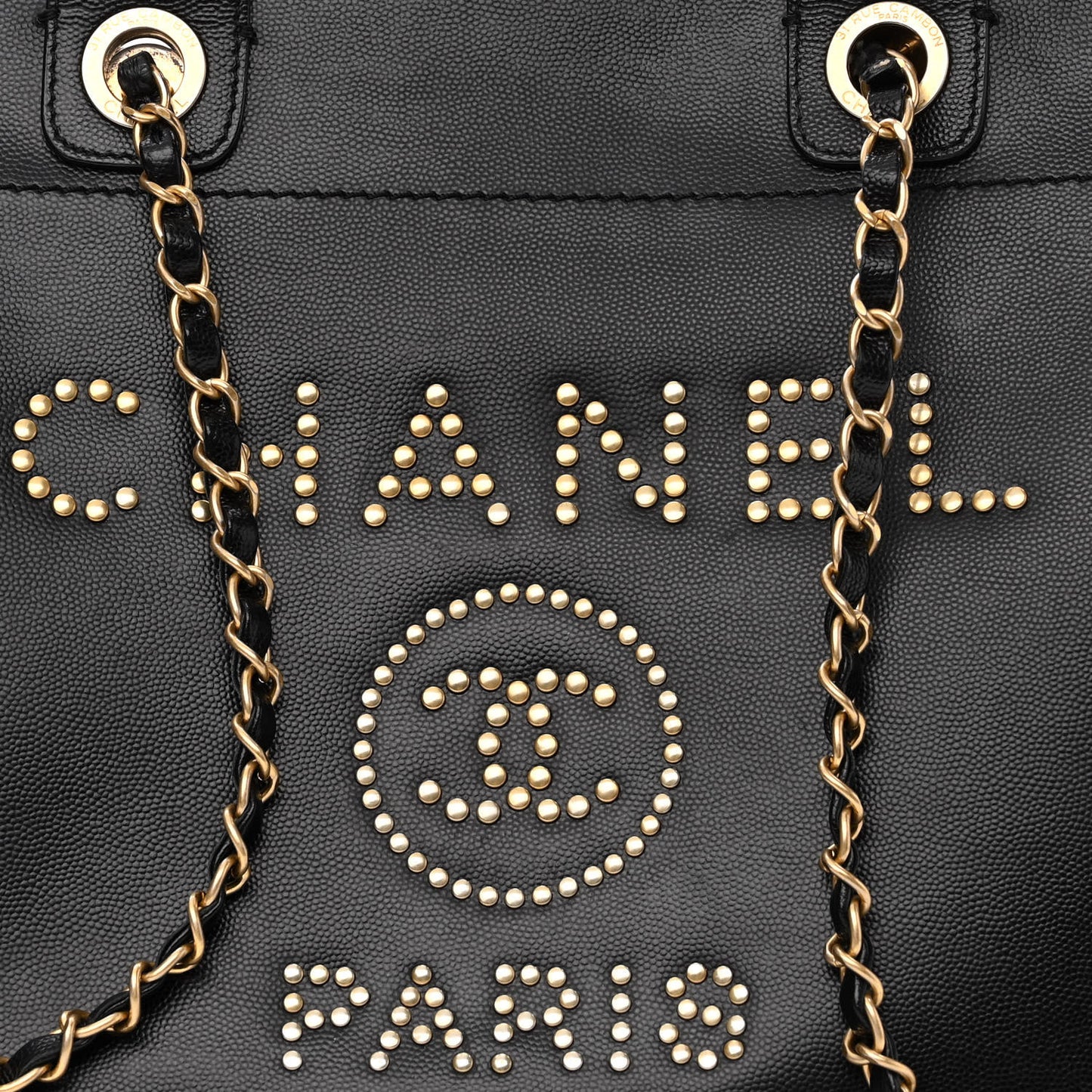 Caviar Small Studded Deauville Tote Black