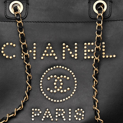 Chanel Caviar Small Studded Deauville Tote Black 7 of 12