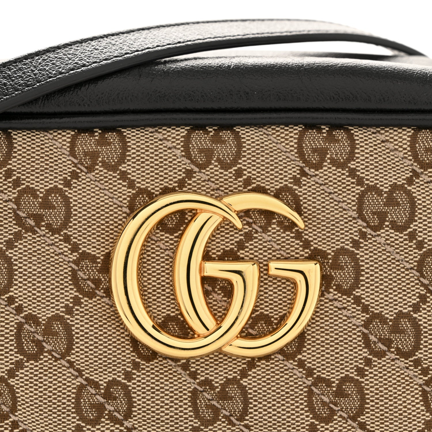 Gucci Monogram Matelasse Diagonal Small GG Marmont Chain Shoulder Bag Beige Black 11 of 11