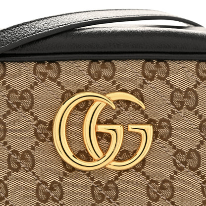 Gucci Monogram Matelasse Diagonal Small GG Marmont Chain Shoulder Bag Beige Black 11 of 11