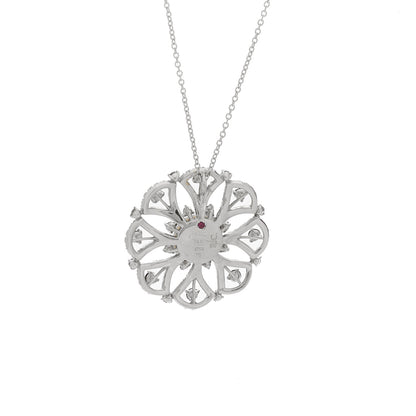 Roberto Coin 18K White Gold Diamond Mother of Pearl Quartz Margherita Pendant Necklace 4 of 6