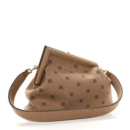 Fendi Flannel Karligraphy Embroidered Medium Fendi First Camel 3 of 9