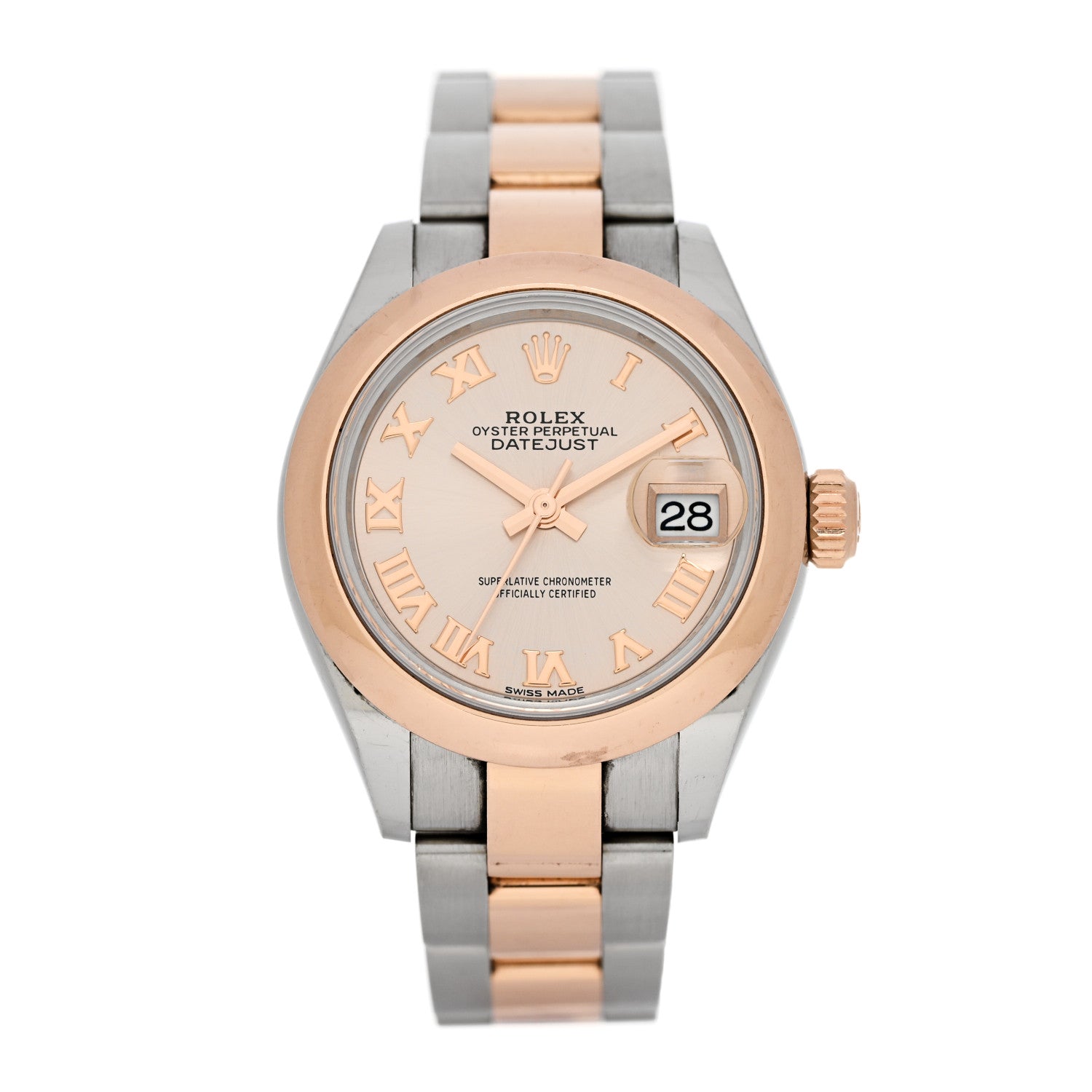 Rolex Stainless Steel 18K Everose Gold 28mm Oyster Perpetual Datejust Watch Silver Roman 279161 1 of 6