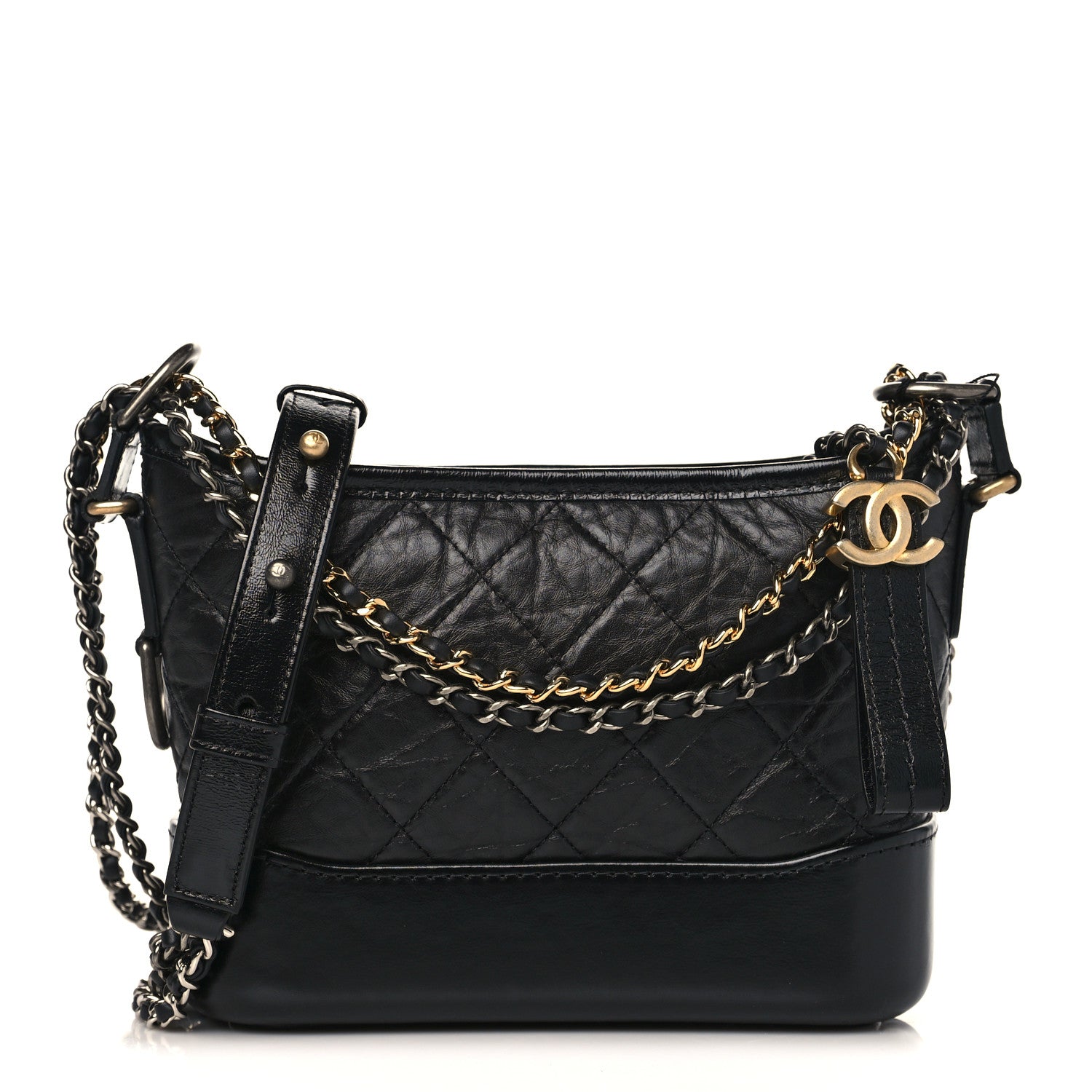 Chanel Aged Calfskin Quilted Small Gabrielle Hobo Black 1 of 9