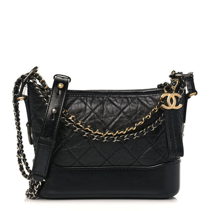 Chanel Aged Calfskin Quilted Small Gabrielle Hobo Black 1 of 9