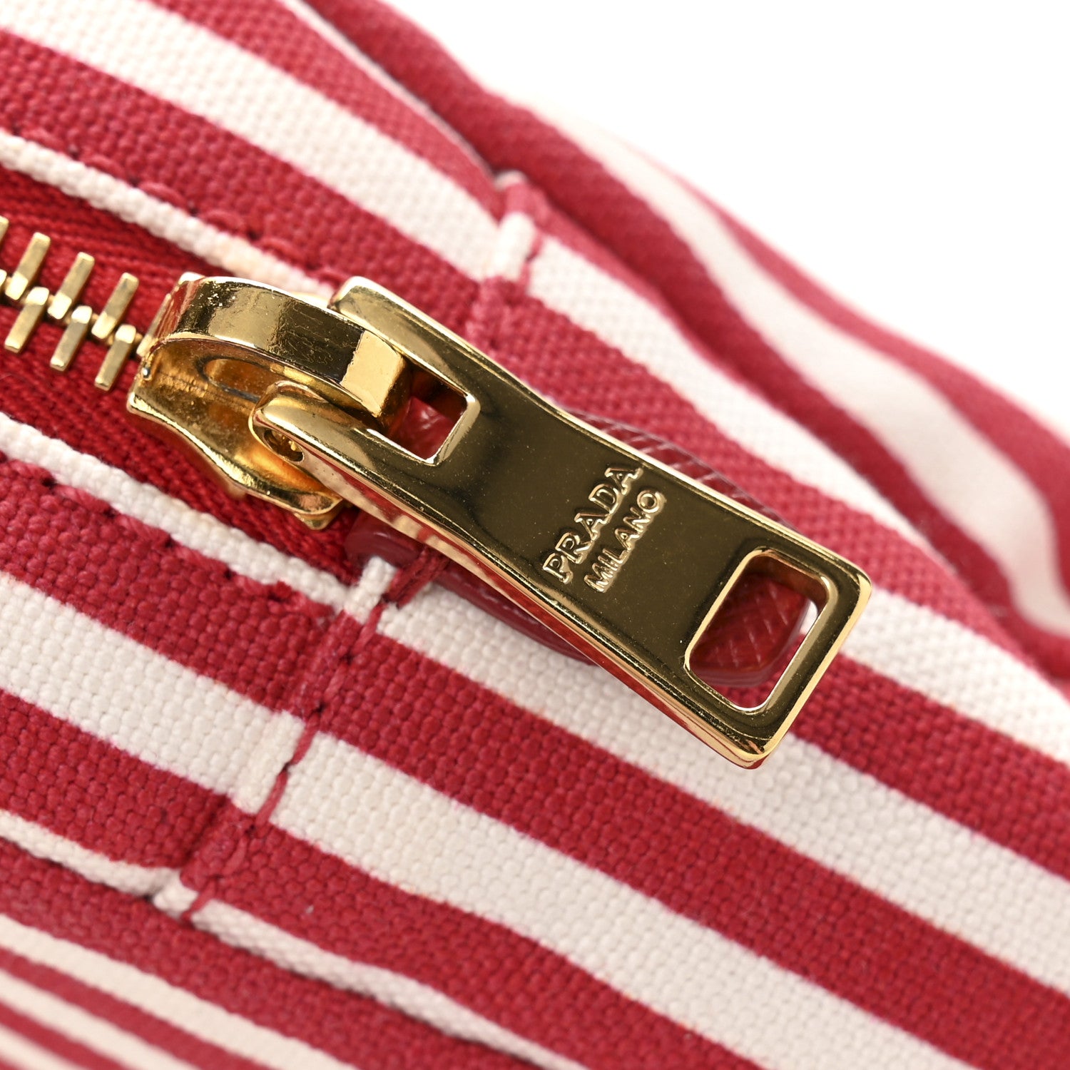 Prada Canvas Stripe Pouch Rosso White 9 of 10