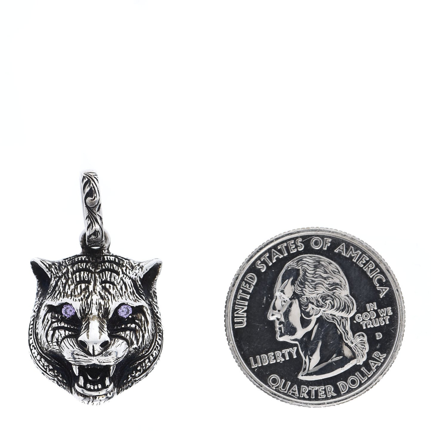 Sterling Silver Crystal Tiger Head Charm Pendant