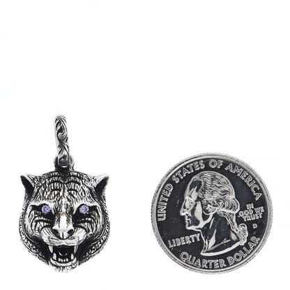 Gucci Sterling Silver Crystal Tiger Head Charm Pendant 2 of 4