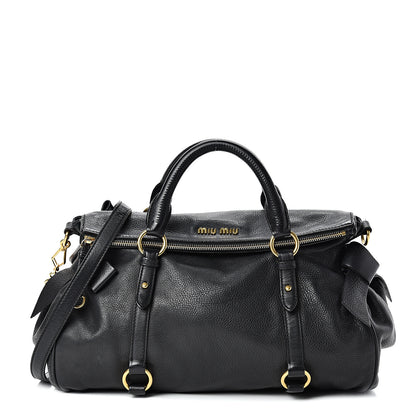 Miu Miu Vitello Medium Bow Bag Black 1 of 23