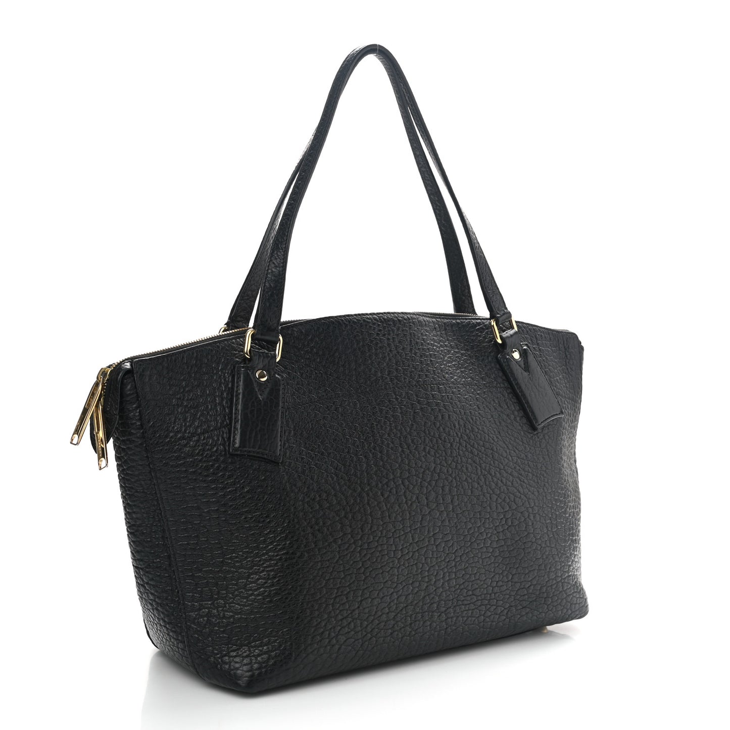 Signature Grain Calfskin Medium Welburn Tote Black