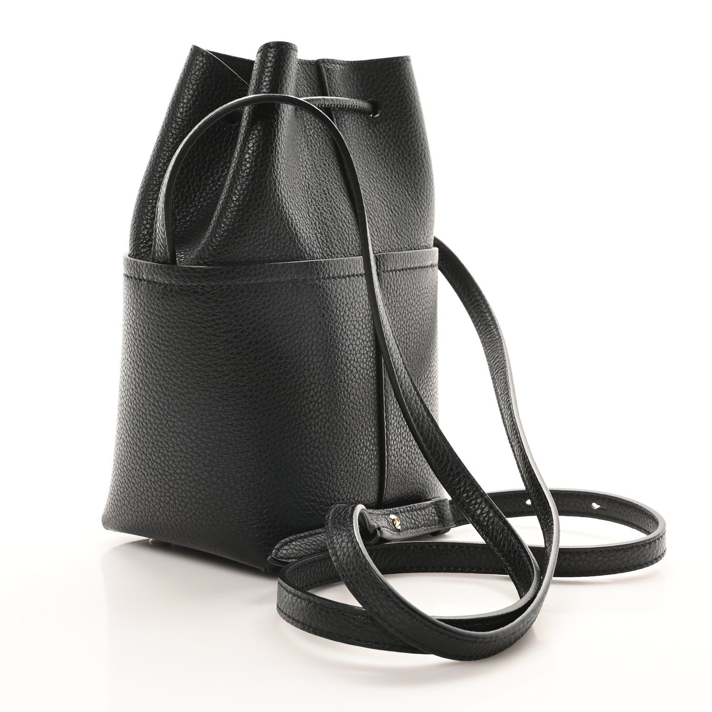 Grained Calfskin Mini Gancino Bucket Bag Black