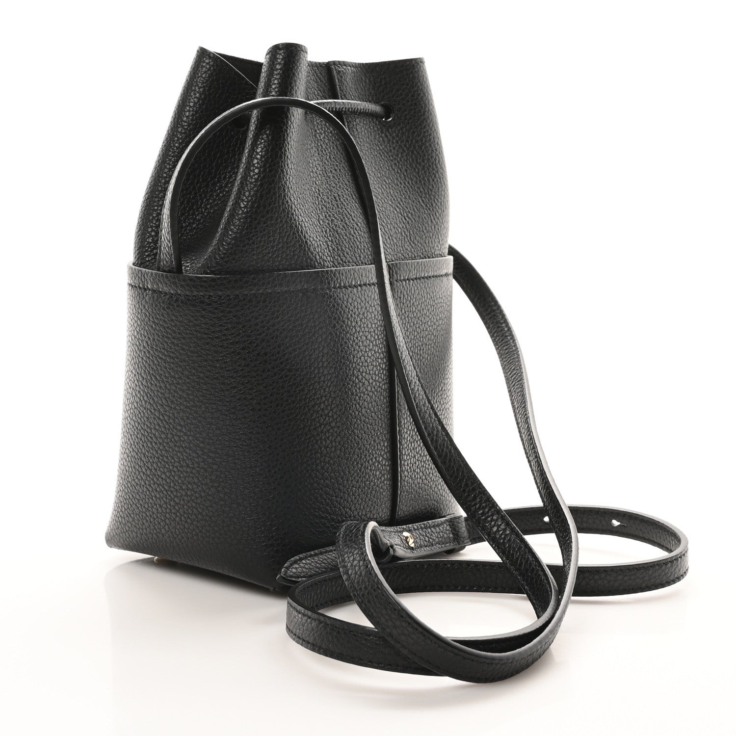 Salvatore Ferragamo Grained Calfskin Mini Gancino Bucket Bag Black 3 of 9
