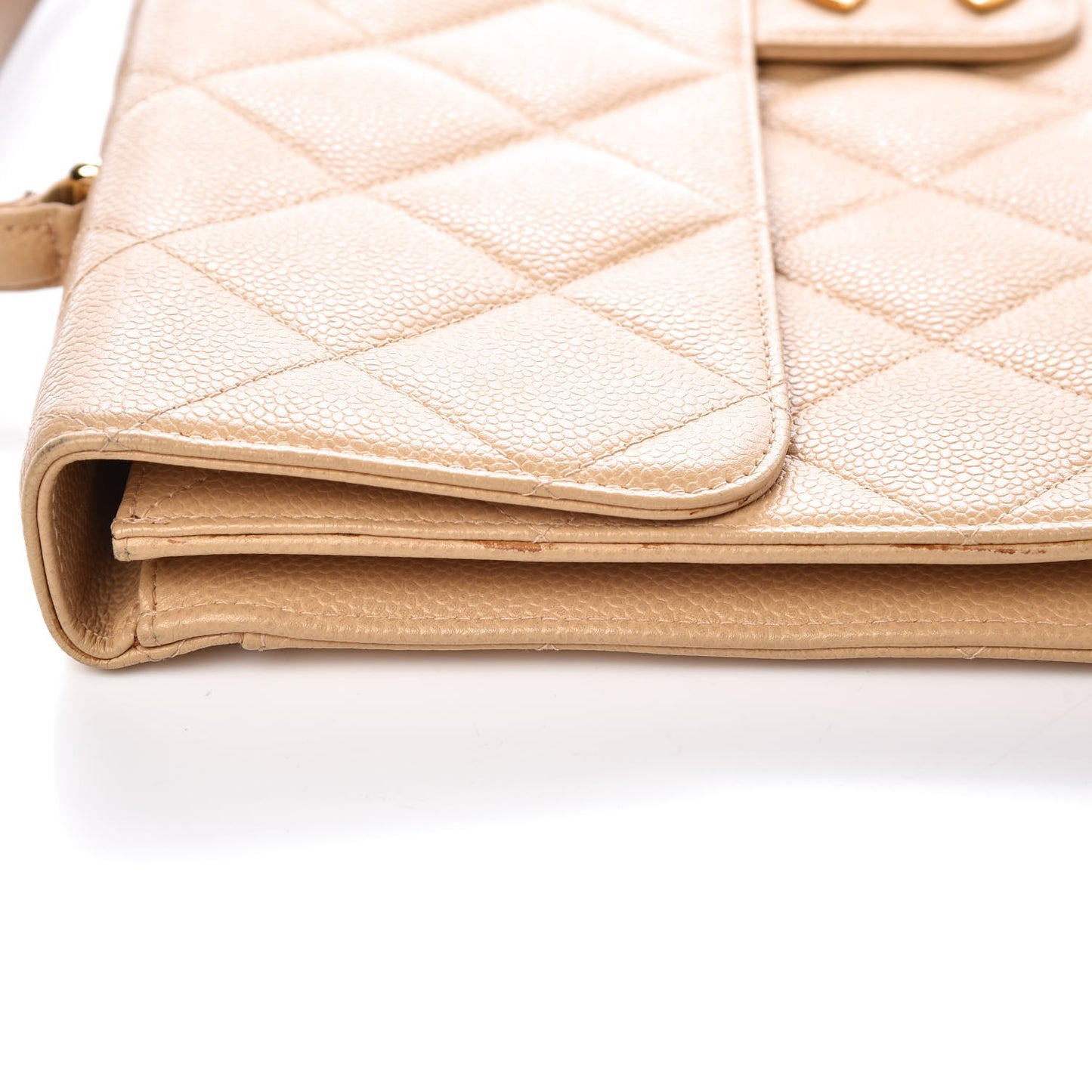 Caviar Quilted Briefcase Laptop Bag Beige
