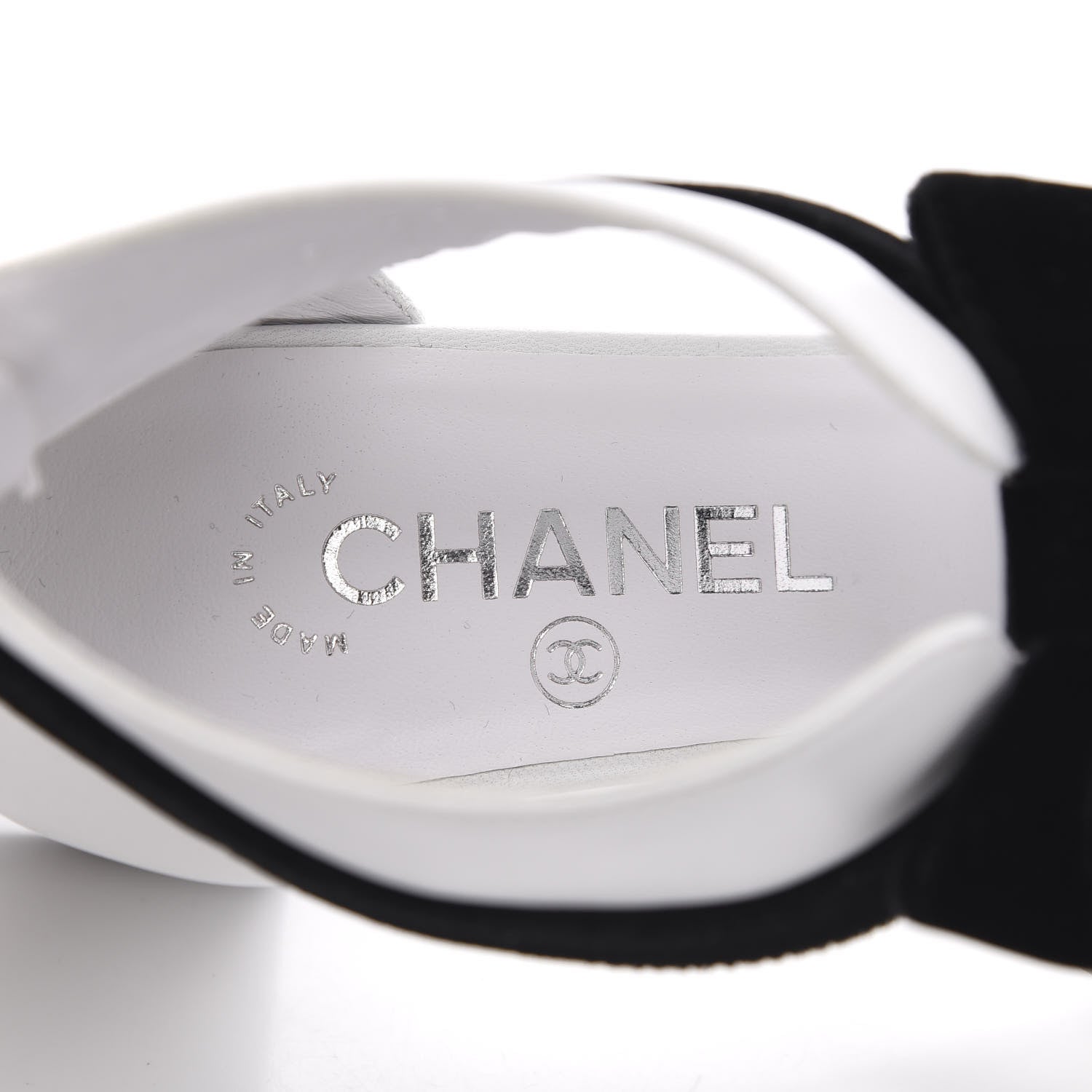 Chanel Goatskin Velvet Cap Toe CC Bow Cut Out Ankle Boots 37.5 White Black 7 of 9